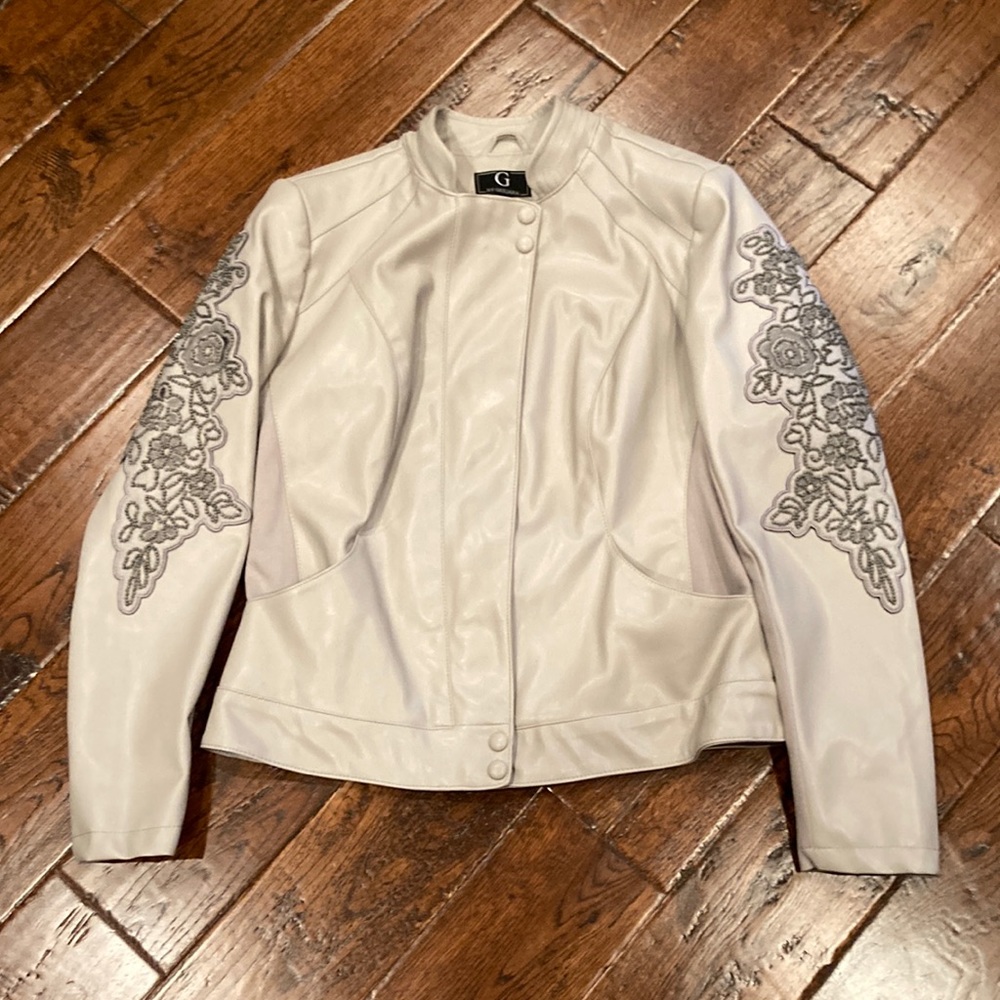 Women’s Giuliana Faux Leather Gray Jacket Size 14 USED